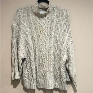 NY&Co Beige & Sparkly Knit Mock Neck Sweater